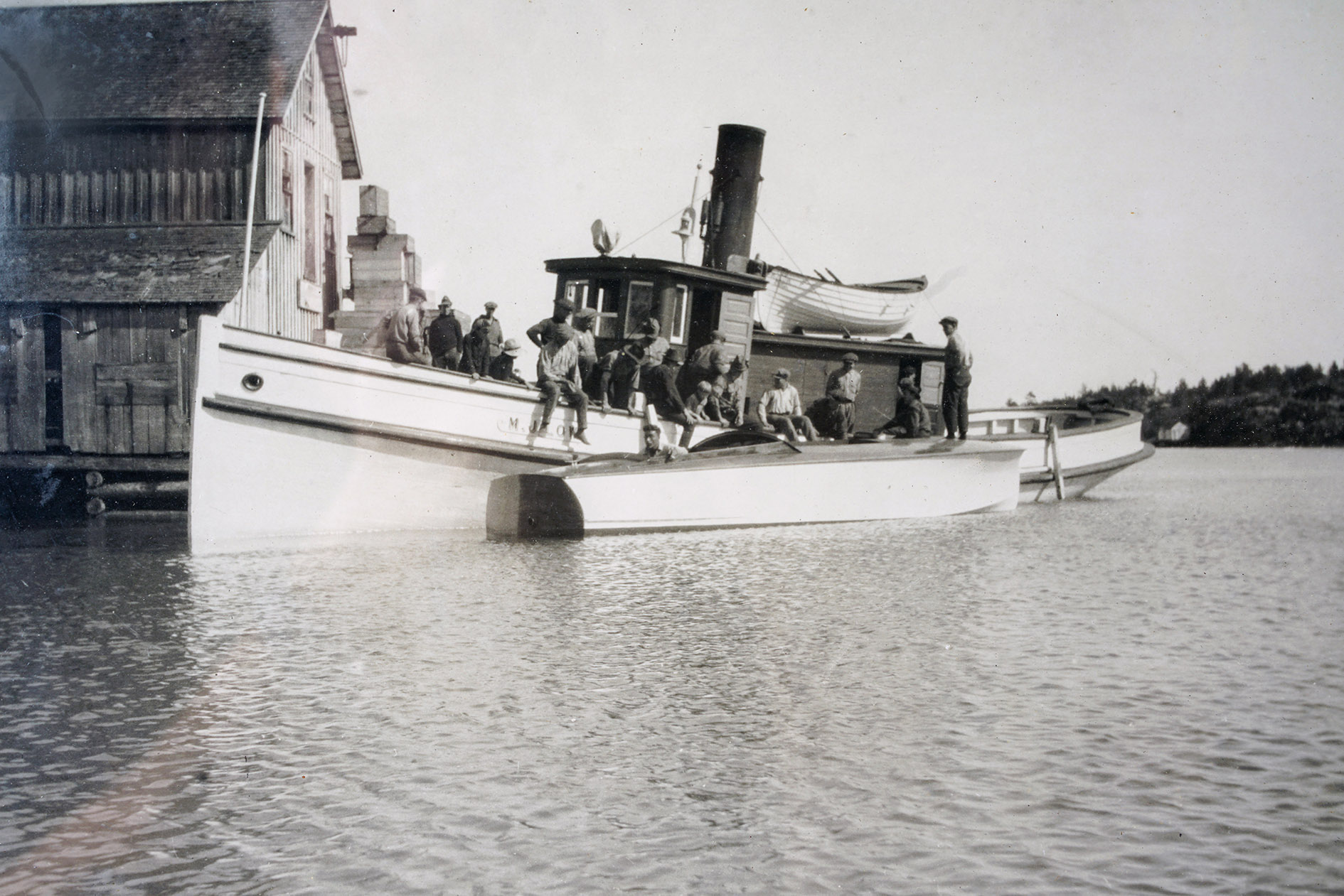 Charlie Lowe's fishing boat, c. 1920.
