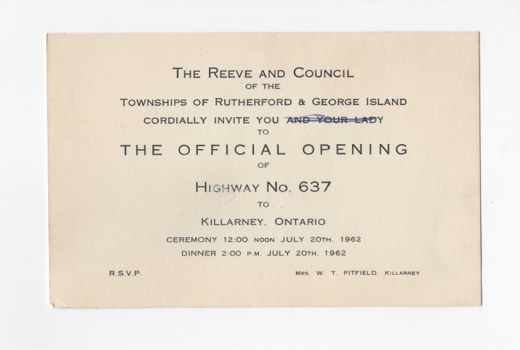 Highway 637 Opening Invitation, 1962.